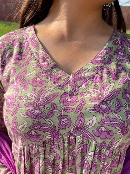 Lila-grünes Mohini-Anzug-Set