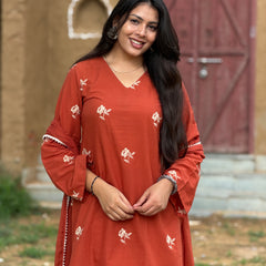 Rust Embroidered coord set