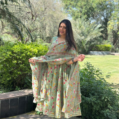 Pista floral angrakha gota lace suit set - Jonaya