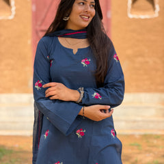 Dusky Indigo Embroidered coord set Jonaya