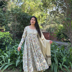 Garden blue Anarkali Gher Suit Set - Jonaya
