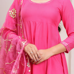 Peach Gotta patti heavy flare suit set Jonaya