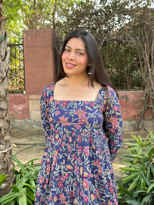 Rosy Indigo Anarkali kameez - Jonaya