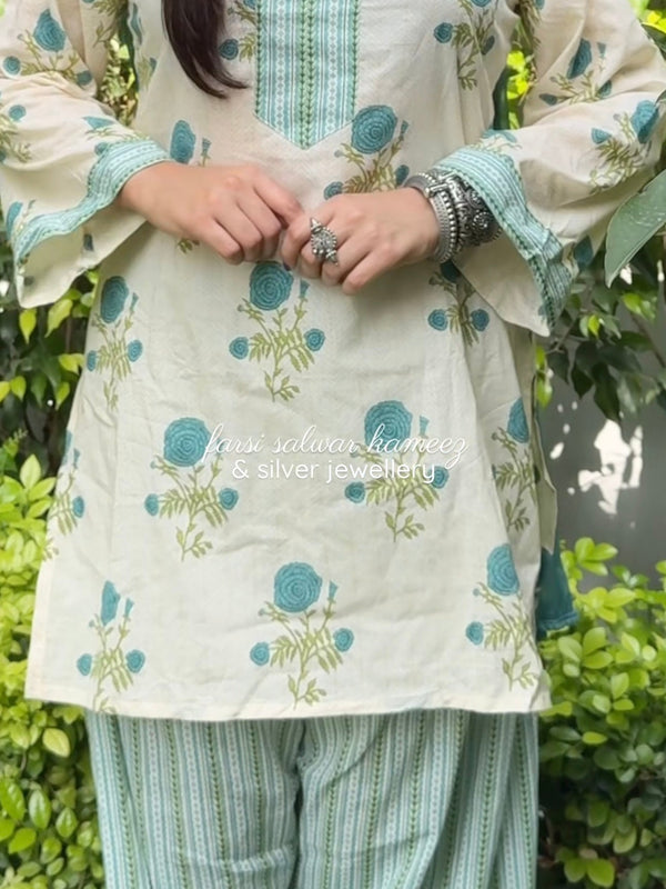 Turquoise Green Farshi Salwar Set - Jonaya