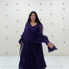 Deep Purple Full Tier Mul cotton Anarkali Jonaya