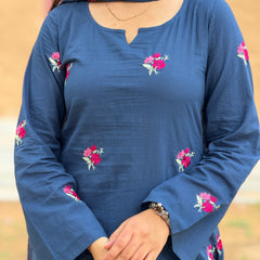 Dusky Indigo Embroidered coord set Jonaya