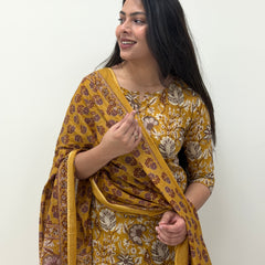 Brown Printed straight suit set Jonaya