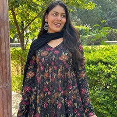 Black floral Alia cut suit set - Jonaya