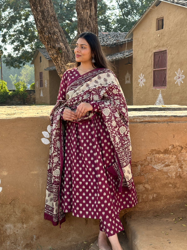 Wine 3 Piece Suit Set - Jonaya