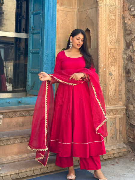 Zari cotton silk Pink Lux suit set - Jonaya
