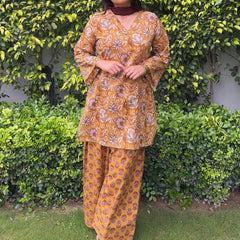 Mustrad brown Farsi salwar 3pcs set Jonaya
