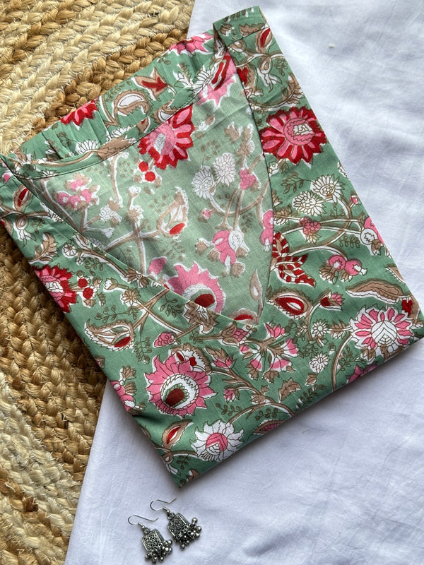 Soft Rose Green Full Sleeves Peplum Top - Jonaya