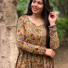 Maroon yellow garden kameez