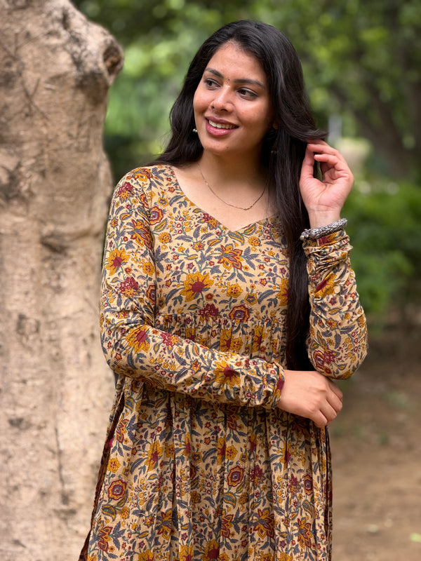 Maroon yellow garden kameez