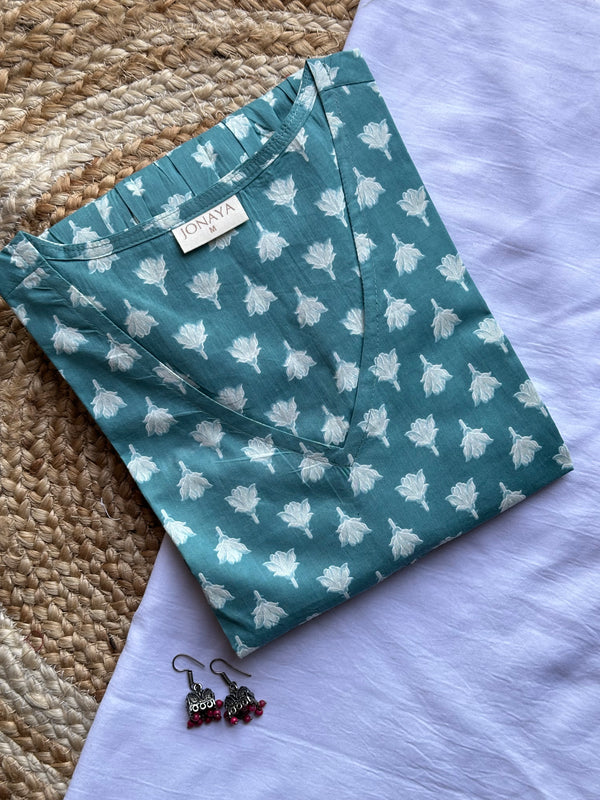 Sky Lotus Full Sleeves Peplum Top - Jonaya