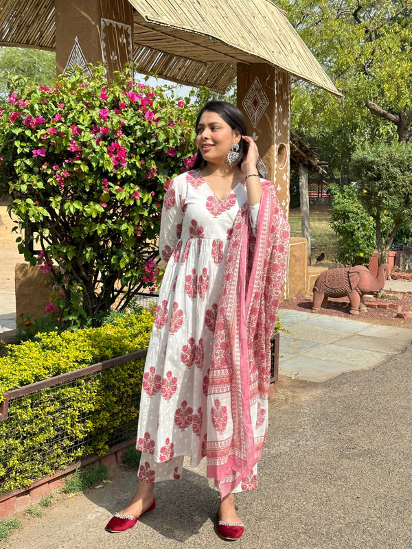 Pink blossom Angrakha suit set - Jonaya