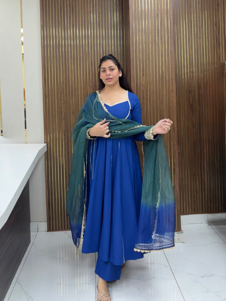 Sweetheart green blue gota Anarkali set Jonaya