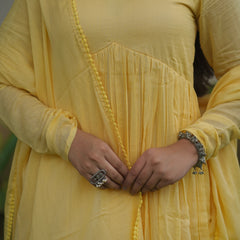 Butter yellow mul cotton flair suit set Jonaya