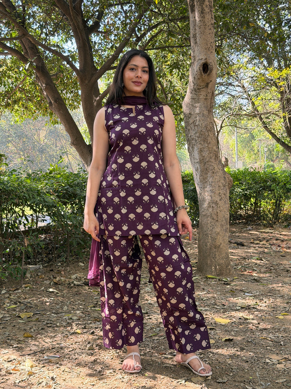 Vibrant Purple Farshi Salwar Set Jonaya