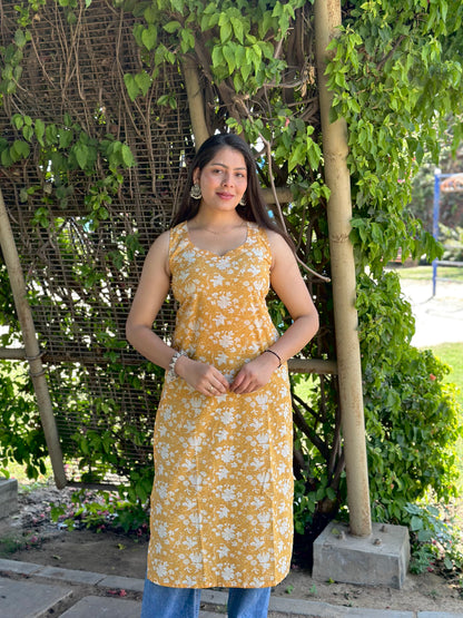 Yellow Noor floral straight kameez