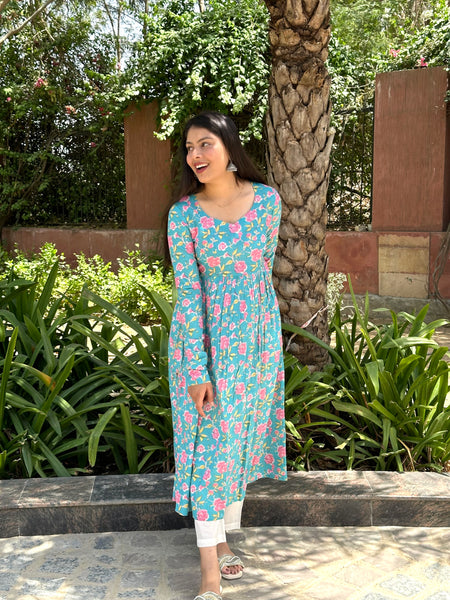 Turquoise ruby kameez - Jonaya