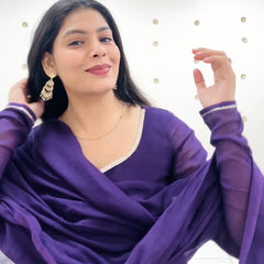 Deep Purple Full Tier Mul cotton Anarkali Jonaya