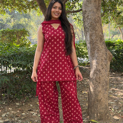 Red lily beige Farshi salwar set Jonaya