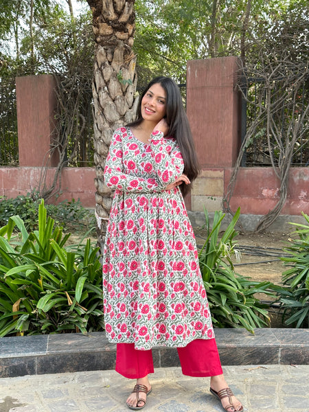 Shaam gulabi long chudidar Kameez - Jonaya
