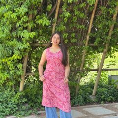 Adoring pink flowery straight kameez - Jonaya