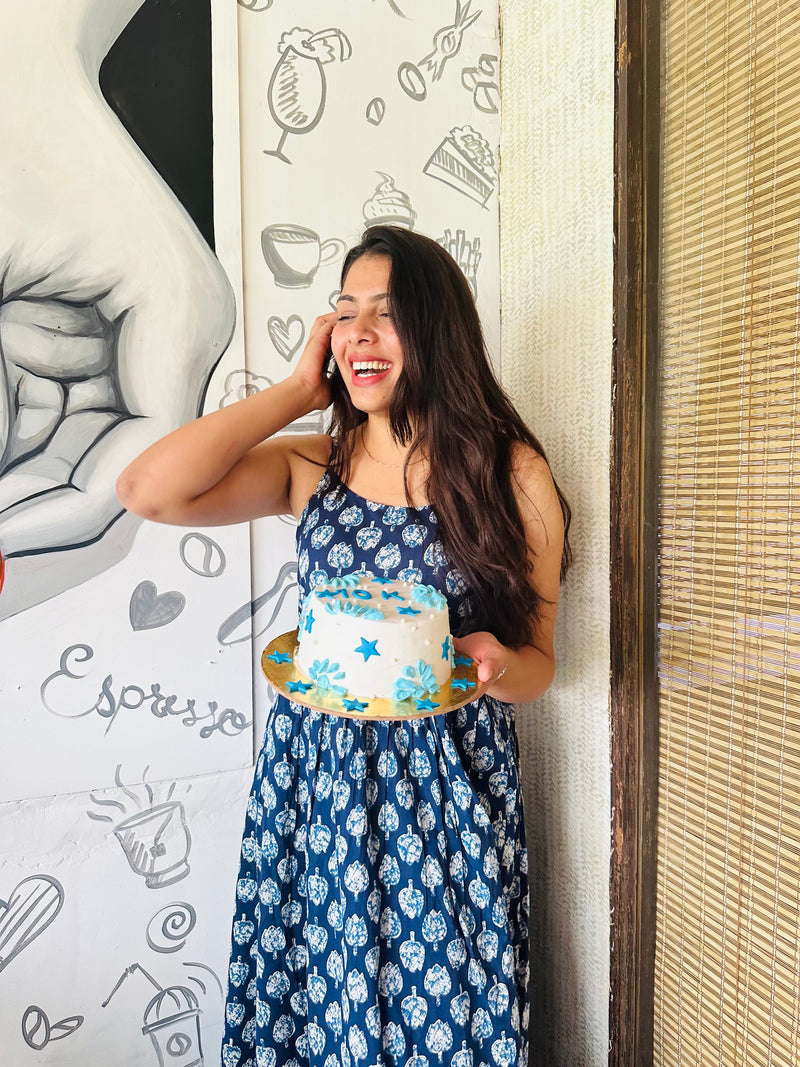 INDIGO MOTIF PRINTED DRESS - Jonaya