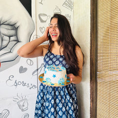 INDIGO MOTIF PRINTED DRESS - Jonaya