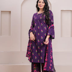Purple pink floral straight suit set Jonaya