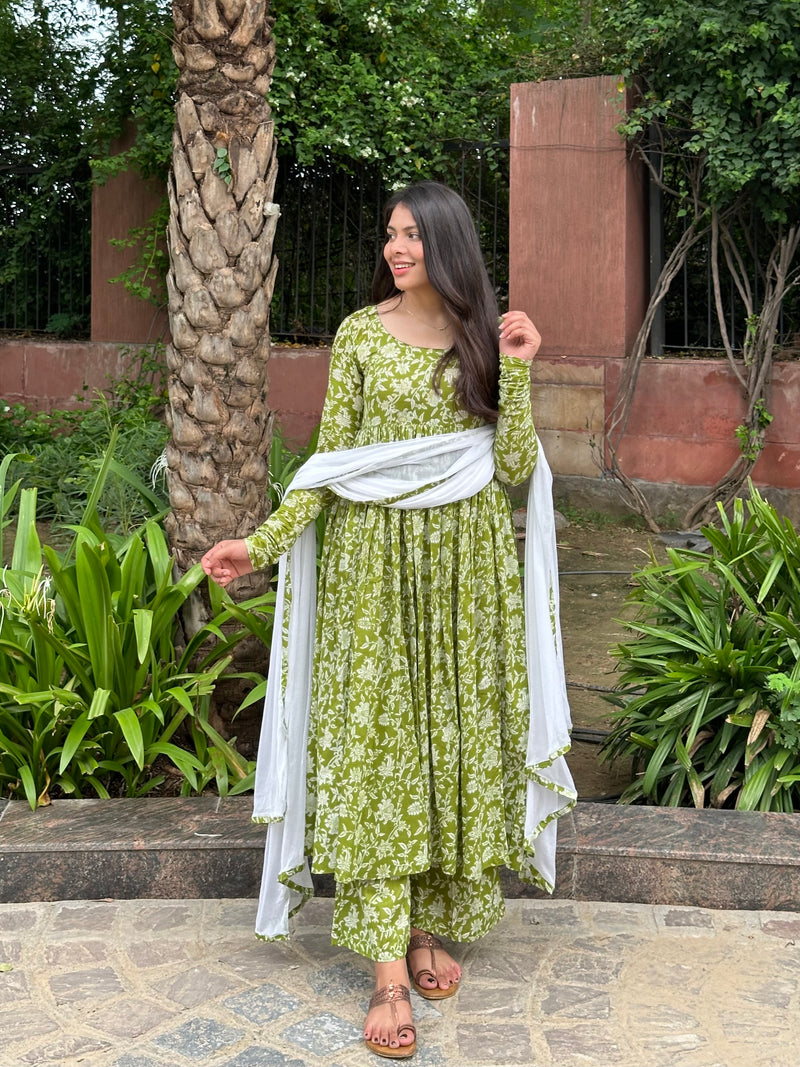 Leaf Green Full Gher Suit Set - Jonaya