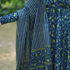 Blue green hearts flare suit set Jonaya