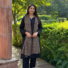 Black office solid Ajrakh set - Jonaya