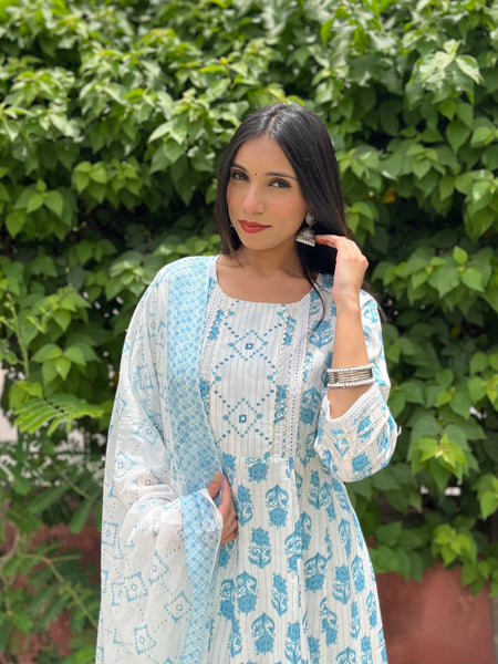 Aasmani Lace suit set - Jonaya