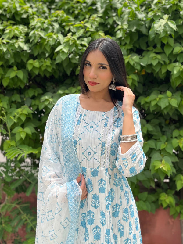 Aasmani Lace Suit Set - Jonaya