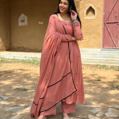 Peach black Embroidery Anarakali