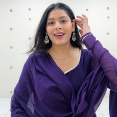 Deep Purple Full Tier Mul cotton Anarkali Jonaya