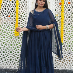 Indigo Gold blush Georgette Anarkali Jonaya