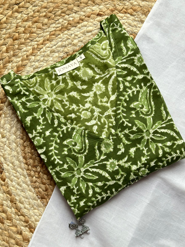 Kaccha Mango Cut Sleeves Peplum Top - Jonaya