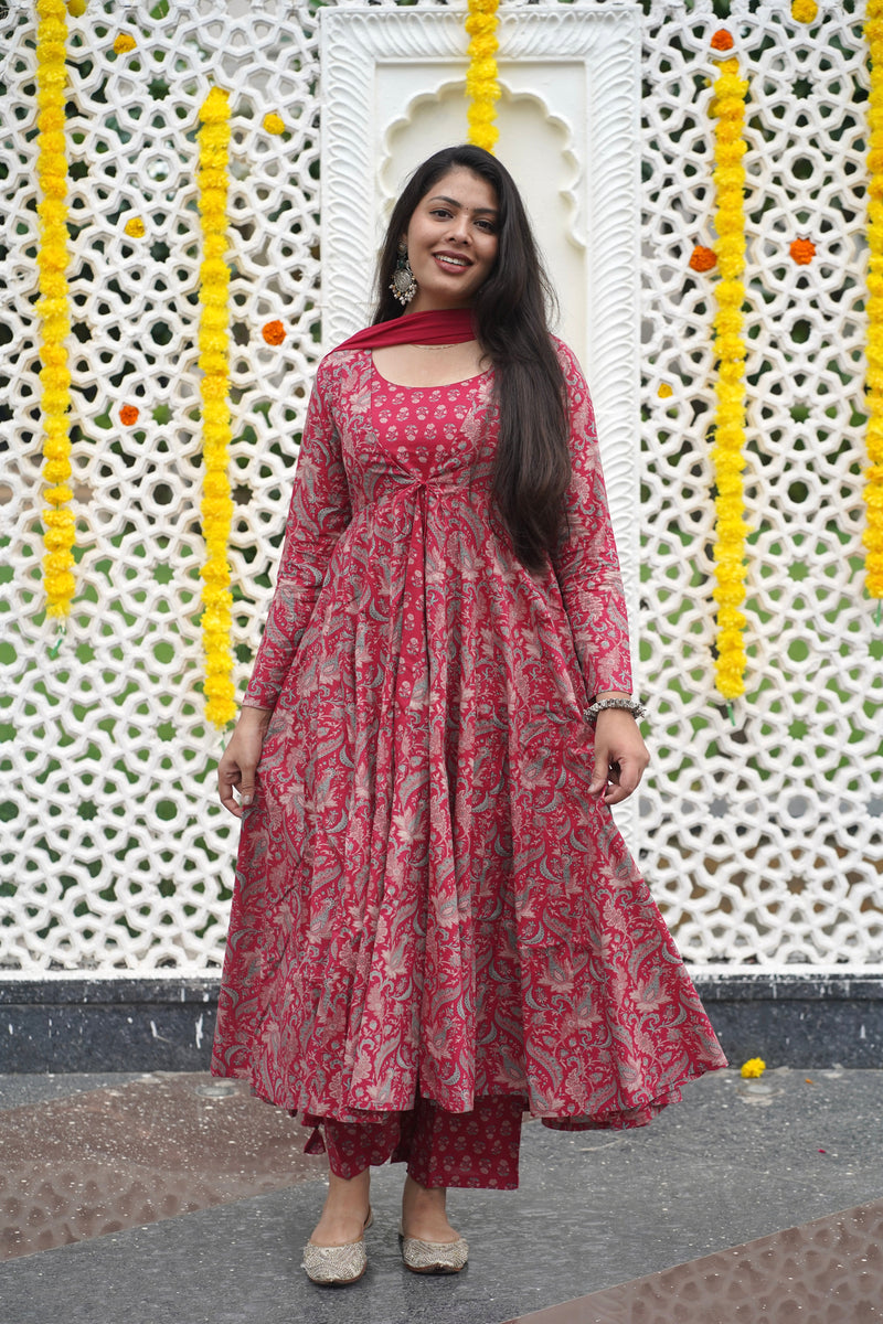 Pretty Pink Anarkali Shrug Set Jonaya
