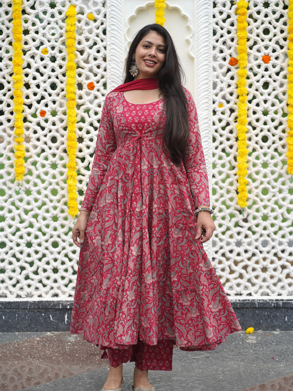 Soft Pink Anarkali Shrug Set - Jonaya