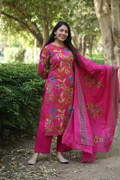 Blooming Pink straight suit set