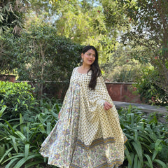 Garden blue Anarkali Gher Suit Set - Jonaya