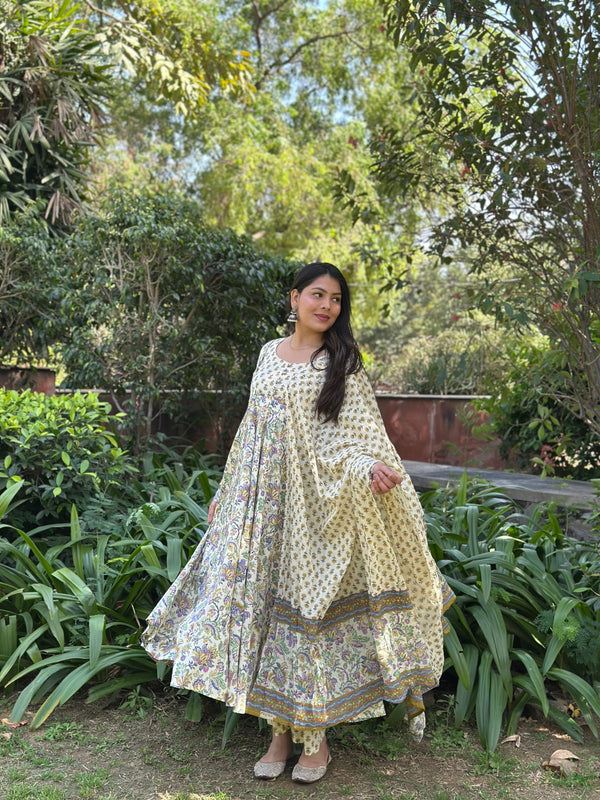 Garden Blue Anarkali Anarkali Suit Set - Jonaya