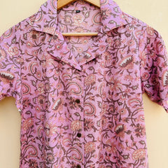 Stylish Pink Handblock Printed Shirt for men
