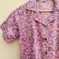 Soft Cotton Pink Handblock Shirt
