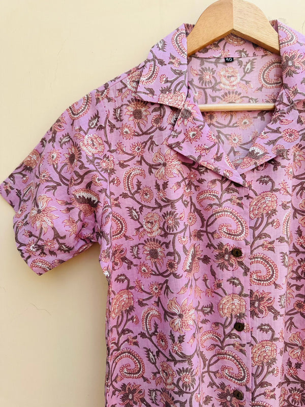Pink Handblock Printed Shirt - Jonaya