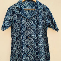 Indigo Handblock Printed Shirt by Jonaya